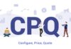CPQ: Konzept von CPQ mit Personen und Buchstaben.